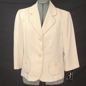 NWT Women's Light Brown Checkered Suit Jacket By Sweet Suit Size 12 Misses